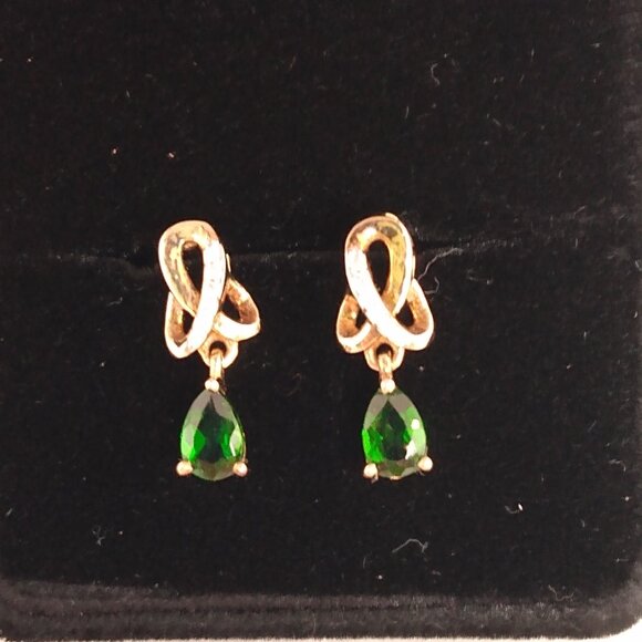 Russian chrome diopside earrings - Picture 1 of 5